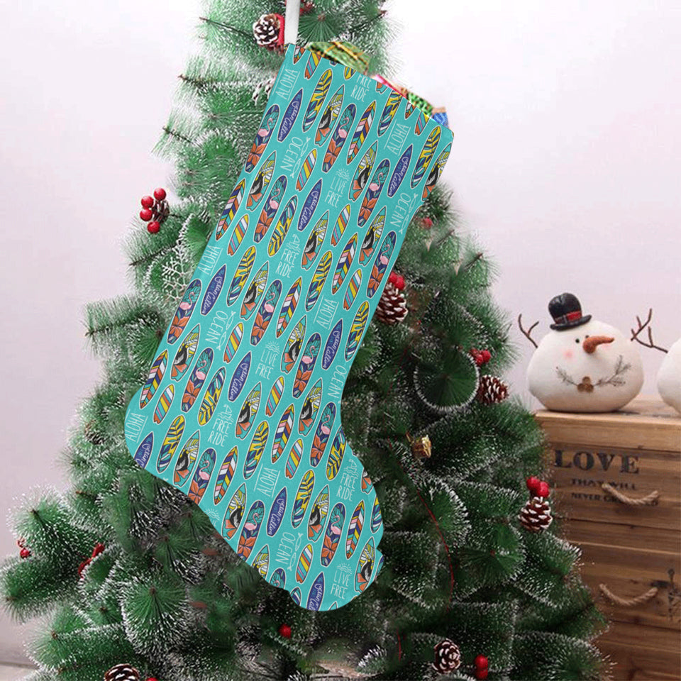Surfboard Pattern Print Design 05 Christmas Stocking