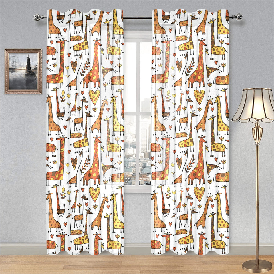 Giraffe Pattern Print Design 04 Gauze Curtain