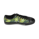 Whole sliced kiwi leave and flower Men's Low Top Canvas Shoes Black