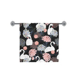 white swan blooming flower pattern Bath Towel