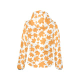 Orange Maple Leaf pattern Women's Padded Hooded Jacket