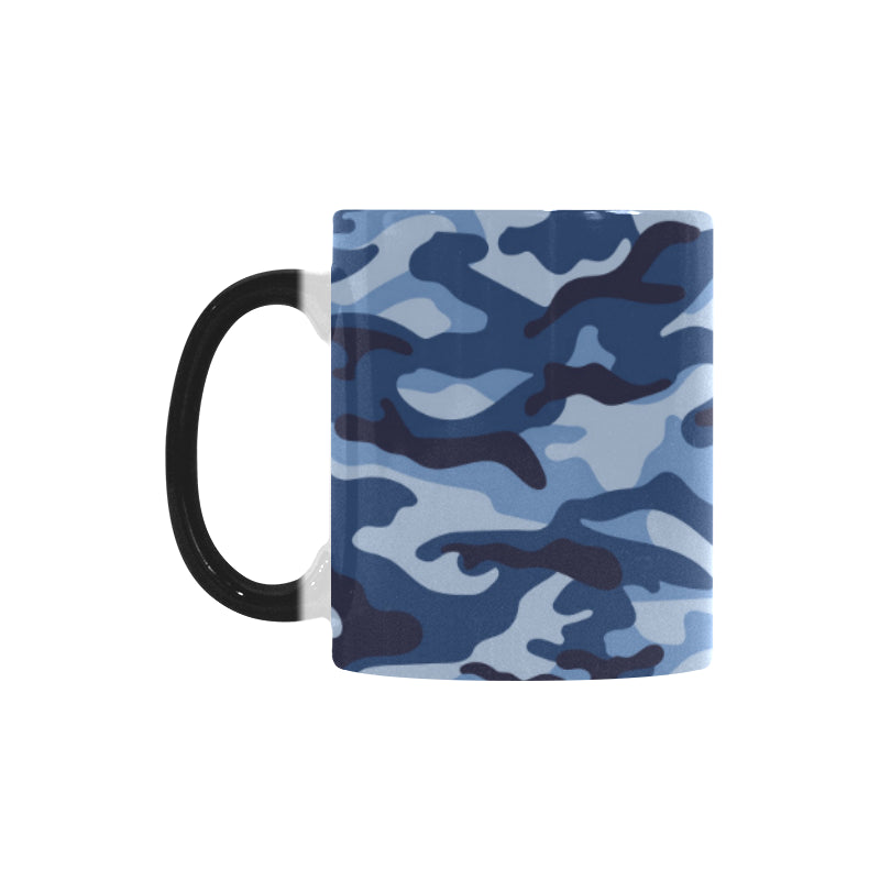 Blue camouflage pattern Morphing Mug Heat Changing Mug
