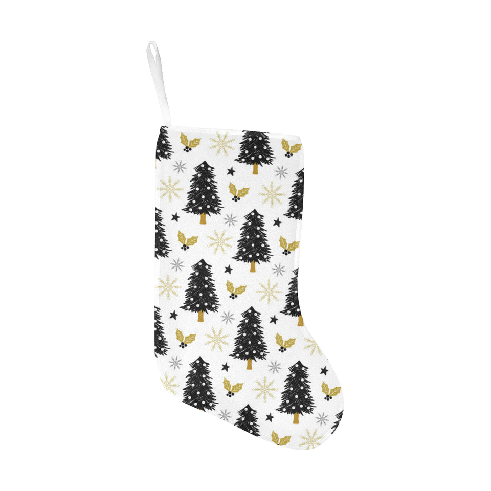 Christmas tree holly snow star pattern Christmas Stocking