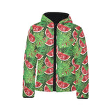 Watermelons tropical palm leaves pattern backgroun Kids' Boys' Girls' Padded Hooded Jacket