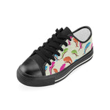 Colorful Chameleon lizard pattern Kids' Boys' Girls' Low Top Canvas Shoes Black