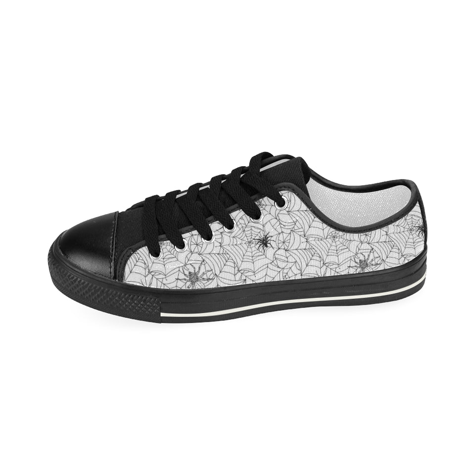 Spider web cobweb pattern Women's Low Top Canvas Shoes Black