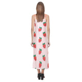 Strawberry beautiful pattern V-Neck Open Fork Long Dress