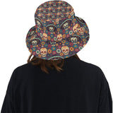 Sugar skulls flower maxican pattern Unisex Bucket Hat