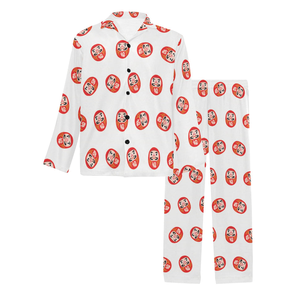 Daruma japanese wooden doll pattern Men's Long Pajama Set
