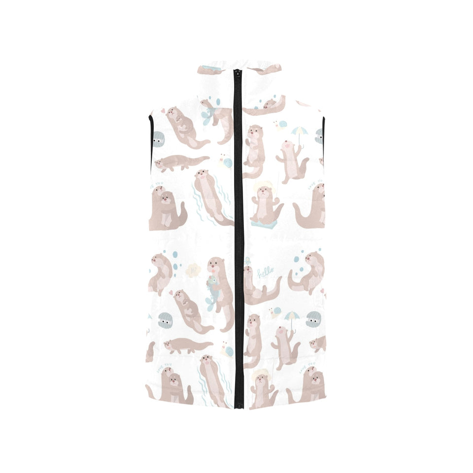 Cute sea otters pattern Women's Padded Vest