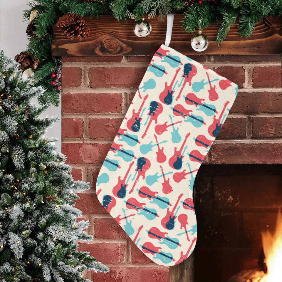 Red Blue guitar pattern Christmas Stocking