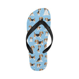 Beagle dog blue background pattern Unisex Flip Flops