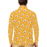 Lion Pattern Print Design 03 Men's Long Sleeve Polo Shirt
