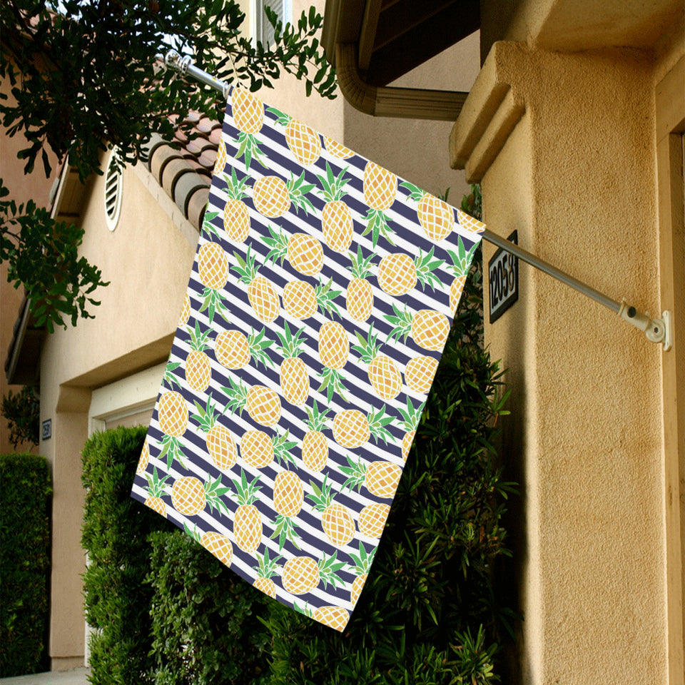 Pineapples pattern striped background House Flag Garden Flag