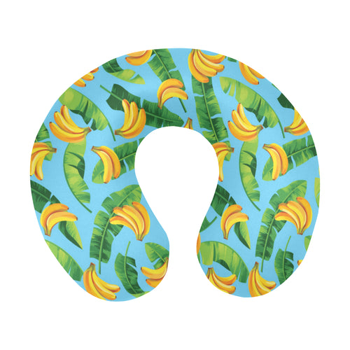 banana leaves banana design pattern U-Shaped Travel Neck Pillow