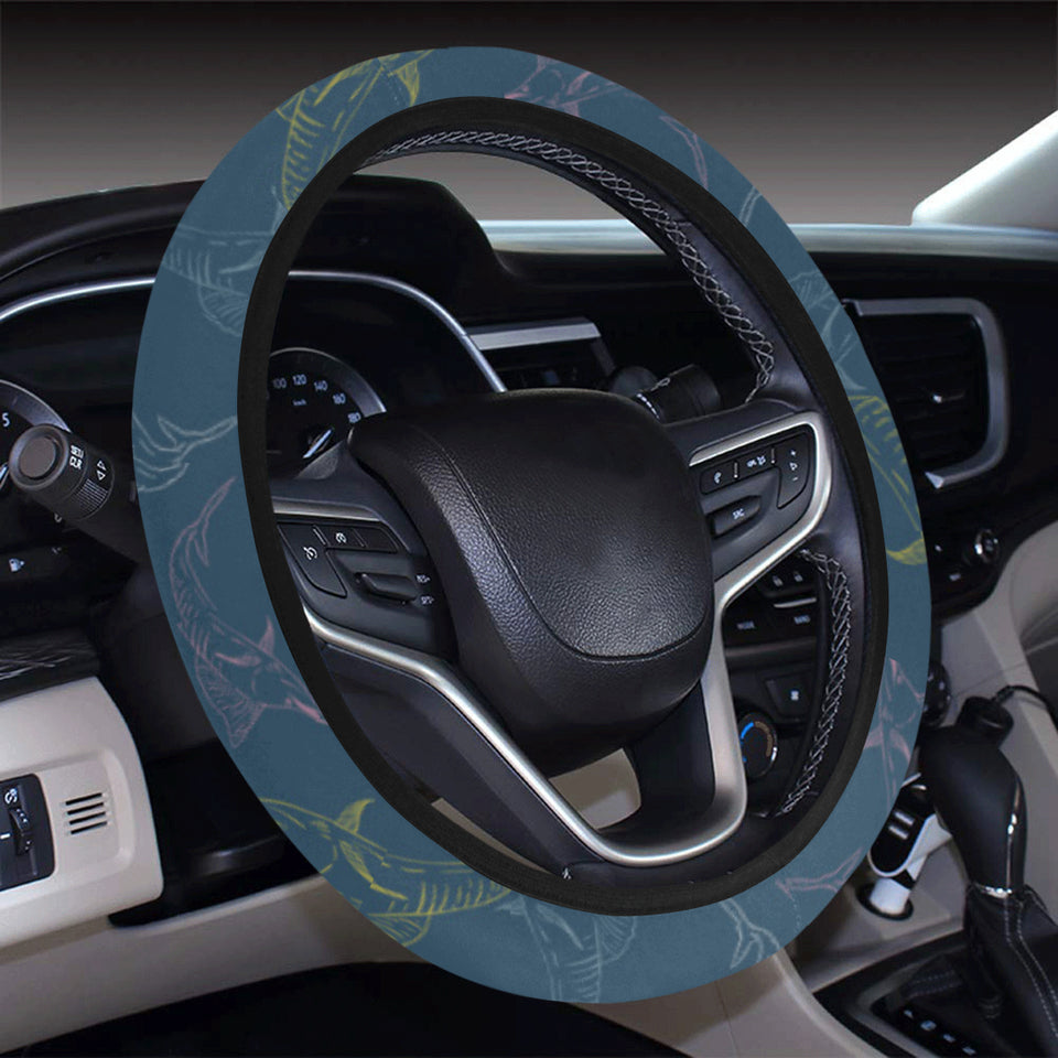 Swordfish Pattern Print Design 02 Car Steering Wheel Cover