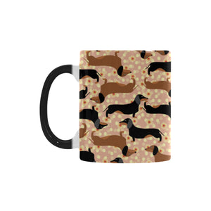 Dachshund floral background Morphing Mug Heat Changing Mug