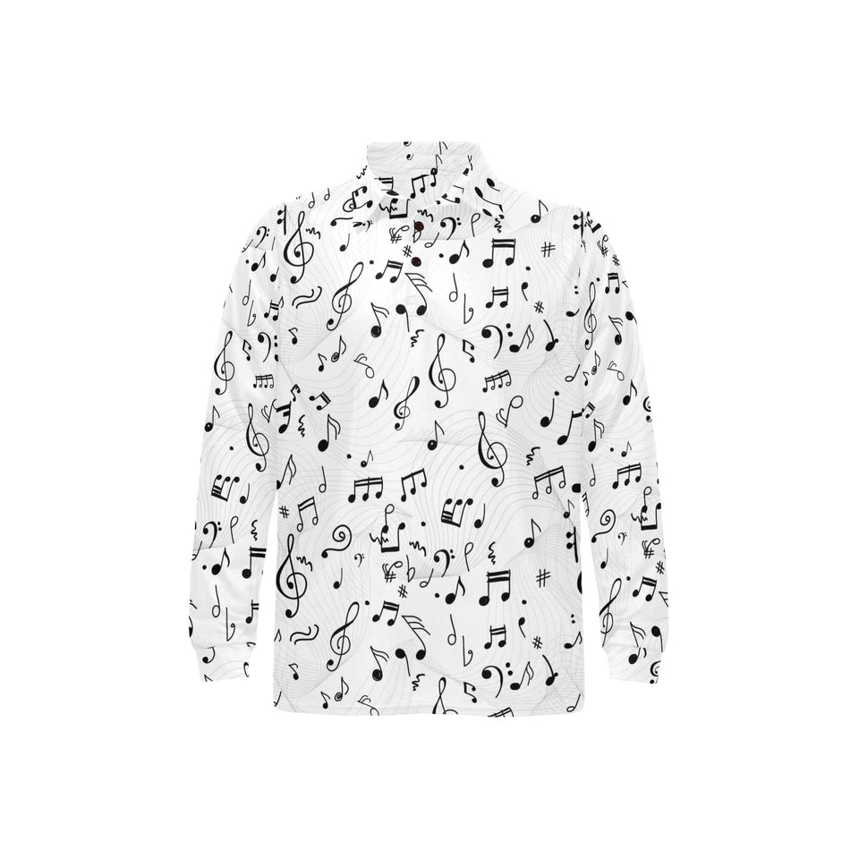 Music Notes Pattern Print Design 04 Men's Long Sleeve Polo Shirt