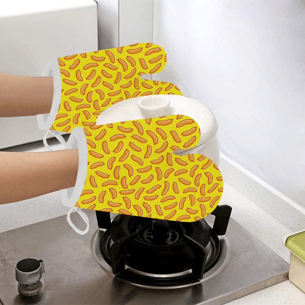 Sausage Pattern Print Design 01 Heat Resistant Oven Mitts