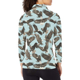 Eagle Pattern Print Design 01 Women's Long Sleeve Polo Shirt
