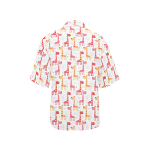 Giraffe Pattern Print Design 03 Women's All Over Print Hawaiian Shirt