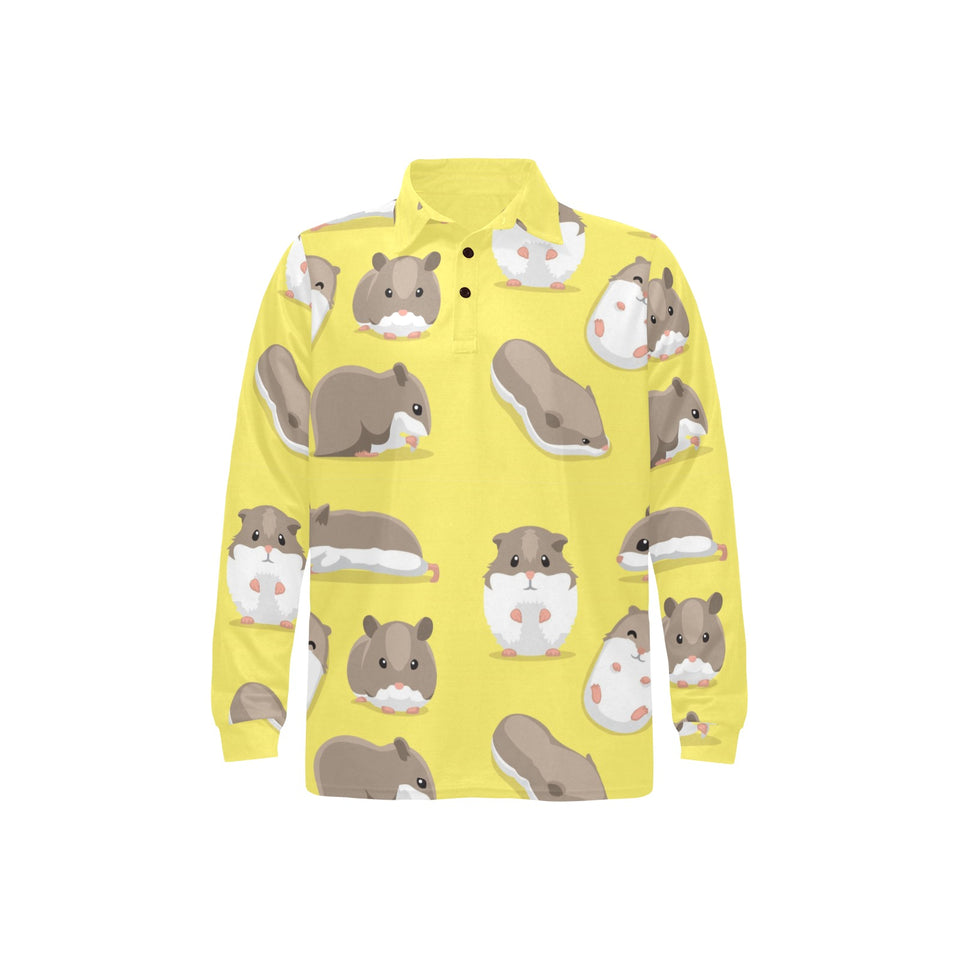 Cute Hamster pattern Men's Long Sleeve Polo Shirt