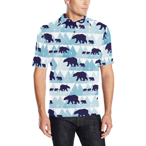polar bear winter snow pattern Men's All Over Print Polo Shirt