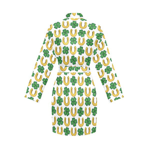 Horseshoes Pattern Print Design 04 Women's Long Sleeve Belted Night Robe