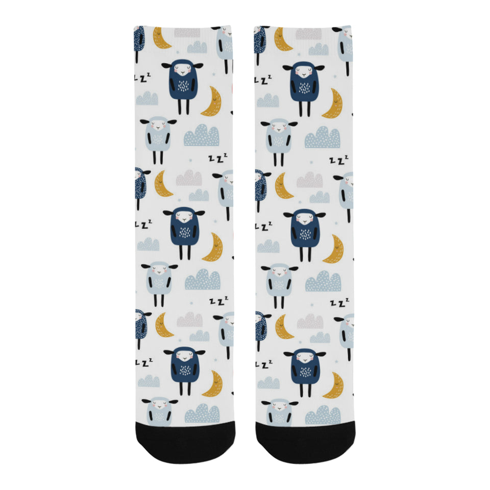 Cute sleeping sheep moon cloud pattern Crew Socks