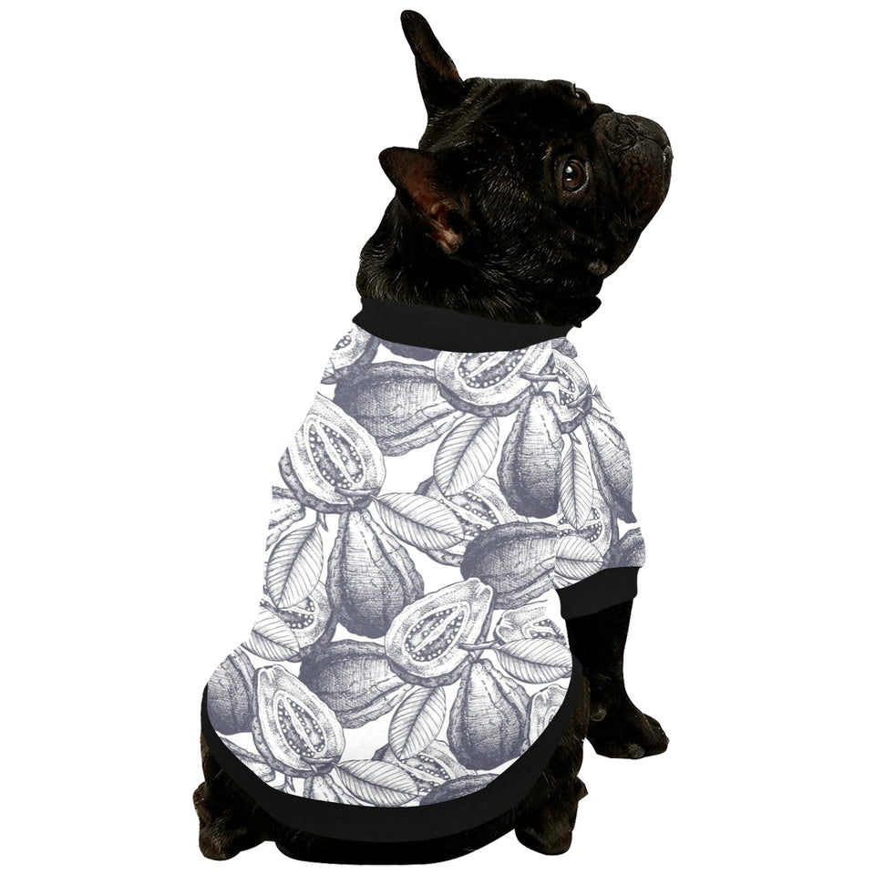 Guava tropical hand drawn pattern All Over Print Pet Dog Round Neck Fuzzy Shirt