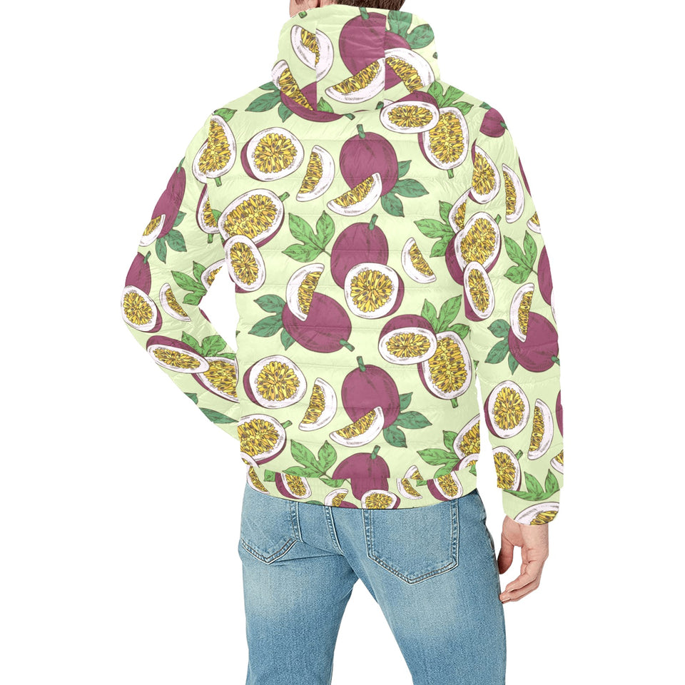 Paassion fruit pattern Men's Padded Hooded Jacket