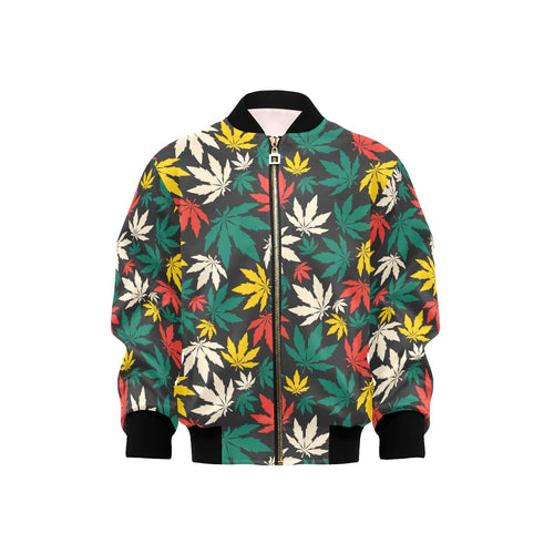 Canabis Marijuana Weed Pattern Print Design 02 Kids' Boys' Girls' Bomber Jacket