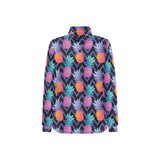 Pineapples pattern zigzag background Women's Long Sleeve Polo Shirt