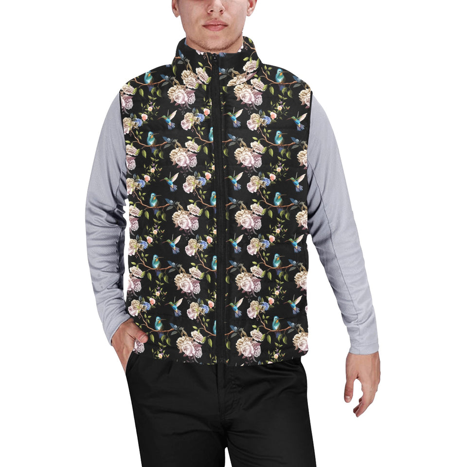 Hummingbird Pattern Print Design 03 Men's Padded Vest