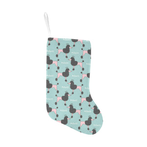 poodle dog green background Christmas Stocking