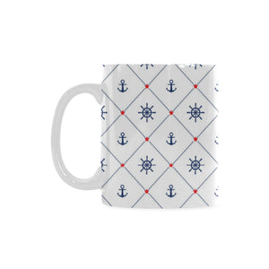 Anchor rudder nautical design pattern Classical White Mug (Fulfilled In US)