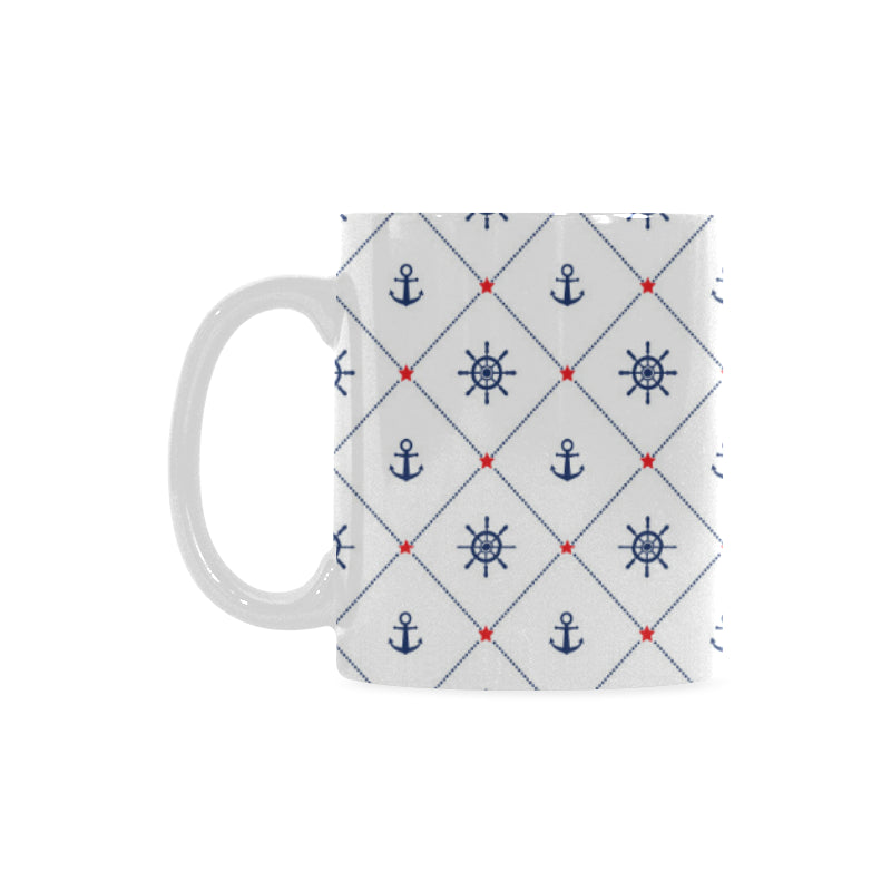 Anchor rudder nautical design pattern Classical White Mug (Fulfilled In US)