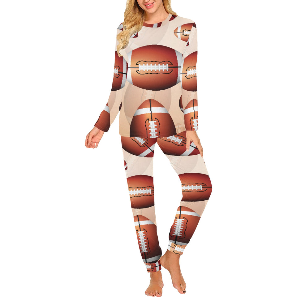 American football ball design pattern Women's All Over Print Pajama Set