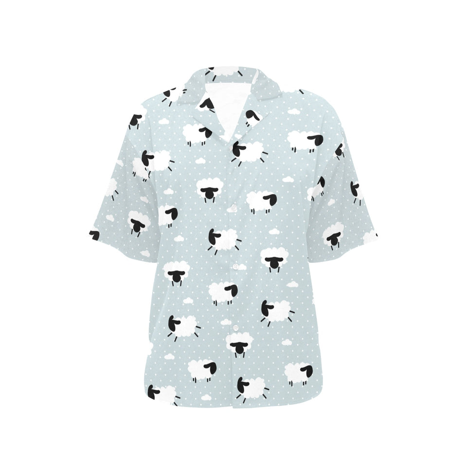 Sheep polka dot cloud pattern Women's All Over Print Hawaiian Shirt