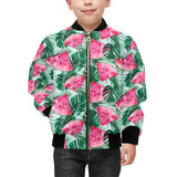 Watermelons tropical palm leaves pattern Kids' Boys' Girls' Bomber Jacket