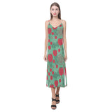 Tomato design pattern V-Neck Open Fork Long Dress