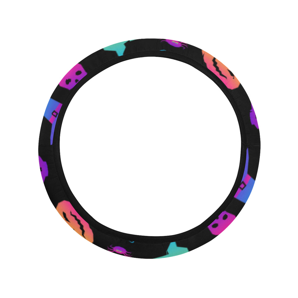 Colorful halloween background Car Steering Wheel Cover