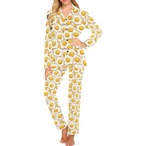 Fried Eggs Pattern Print Design 02 Women's Long Pajama Set