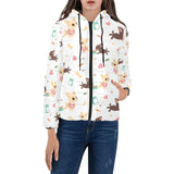 Cute Chihuahua puppie pattern Women's Padded Hooded Jacket