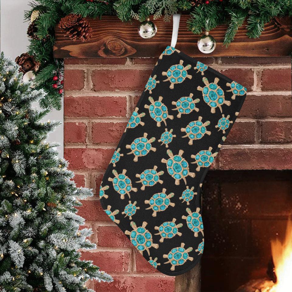 Sea turtle blue stone pattern Christmas Stocking
