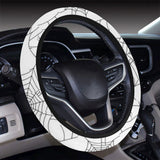 Spider web cobweb pattern white background Car Steering Wheel Cover