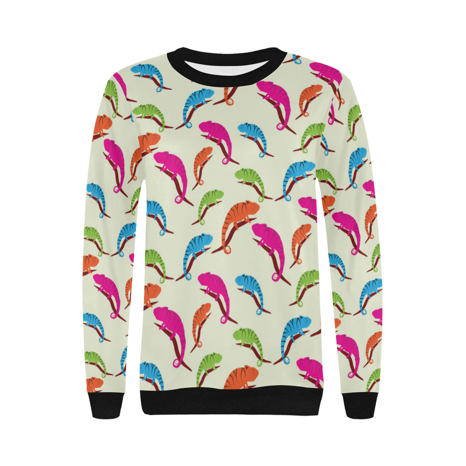 Colorful Chameleon lizard pattern Women's Crew Neck Sweatshirt