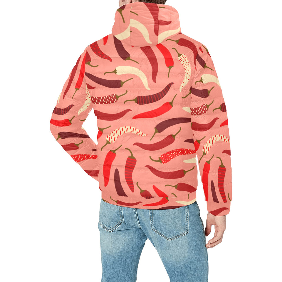 Beautiful Chili peppers pattern Men's Padded Hooded Jacket