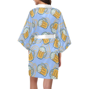 Beer pattern Women's Short Kimono Robe