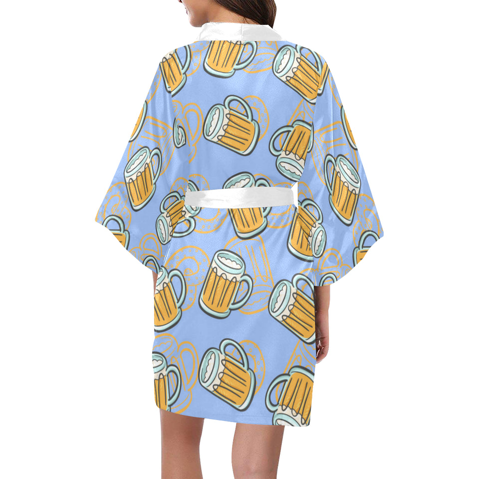 Beer pattern Women's Short Kimono Robe